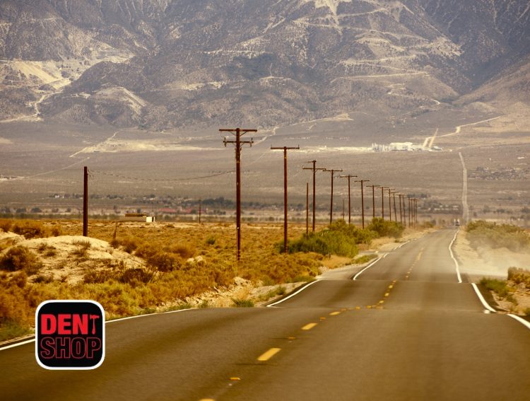 hot desert road in california